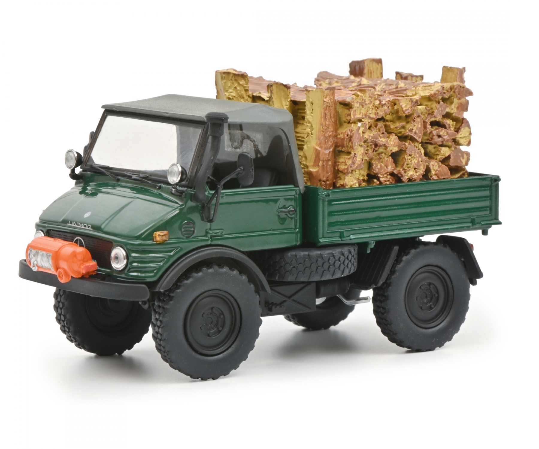 schuco-450314800-1-Mercedes-Benz-Unimog-406-mit-Holzladung