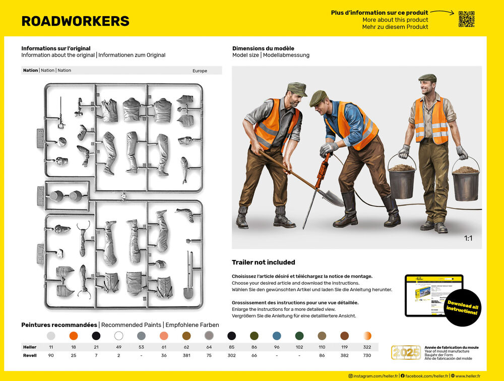 Heller-82754-2-Roadworkers-Straßenbau-Arbeiter-Figurenset-für-Dioramen-Bausatz-Übersicht