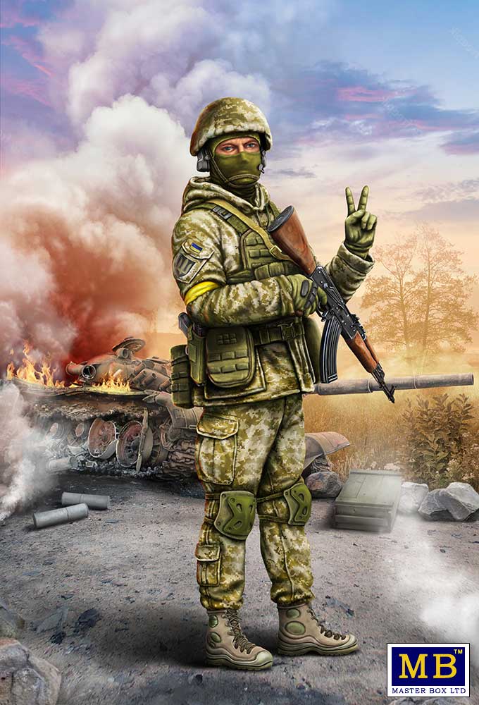 masterbox-MB24085-1-Ukrainian-soldier-Defence-of-Kyiv-March-2022-Soldatenfigur-Befreiungskämpfer