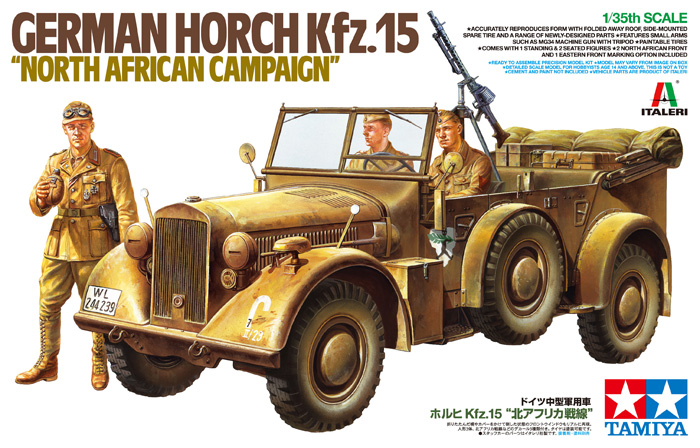 tamiya-37015-2-Deutsches-Kfz-15-Horch-Geländewagen-Nordafrika-Afrikakorps-mit-drei-Figuren-Zubehör