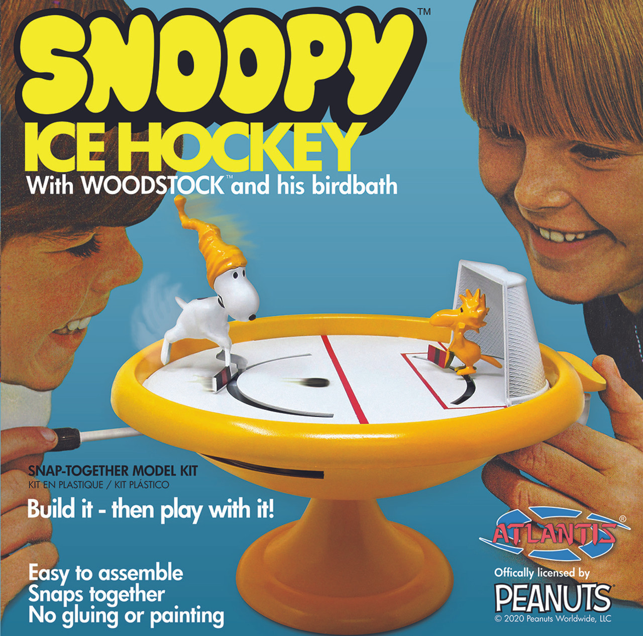 atlantis-models-74034-1-Snoopy-Ice-Hockey-with-Woodstock-and-his-birdbath-M5696-vintage-Spielzeug-Retro