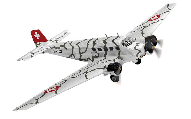arwico-85001559-Junkers-Ju-52-3M-Tarnmuster-Schweiz-A702-Agenten-sterben-einsam-BMW-132-Sternmotoren-luftgekühlt-Metallmodell