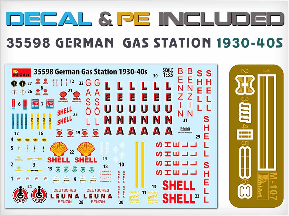miniart-35598-4-German-Gas-Station-1930s-1940s-Deutsche-Tankstelle-1930er-Jahre-1940er-Jahre-Leuna-Benzin