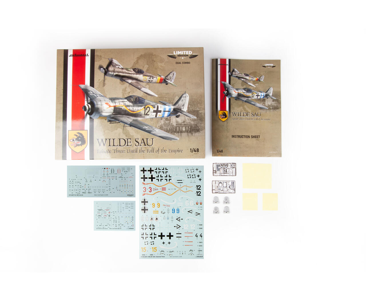 Eduard-11199-2-Wilde-Sau-episode-three-Focke-Wulf-Fw-190A-8-Fw-190D-9-dual-combo-Plastikmodellbausatz-Inhalt