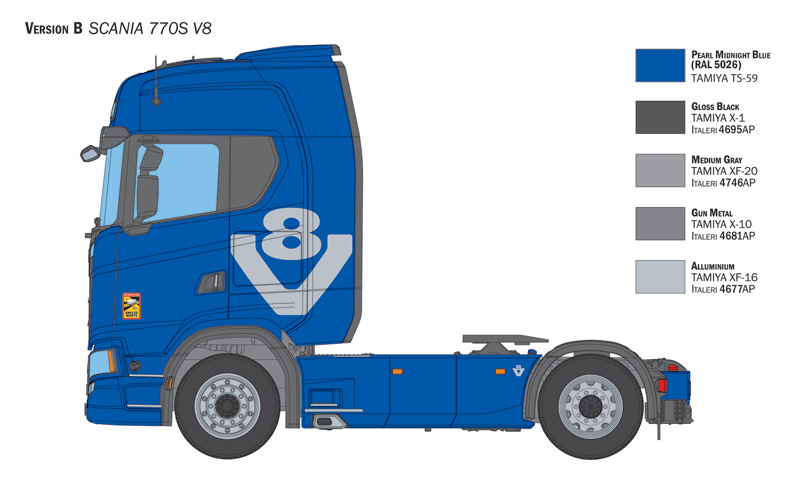 italeri-3965-4-Scania-770-S-V8-White-Cab-Lackierungsvariante-Auswahl-blau