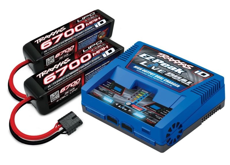 traxxas-2997G-Battery-and-Charger-Completer-Pack-mit-zwei-Akkus-4S-6700-mAh-200-Watt-Dual-Ladegerät
