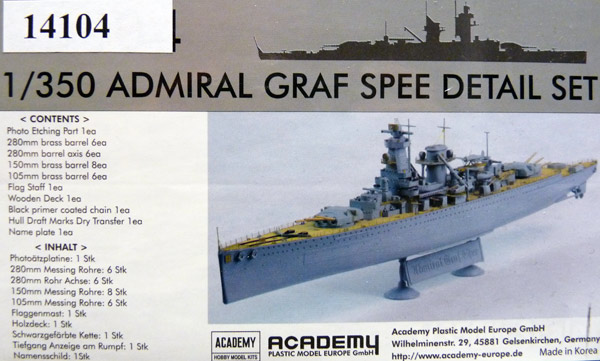 Academy Admiral Graf Spee premium detail set edition mit Holzdeck, Metallrohren & Photoätzteilen #14