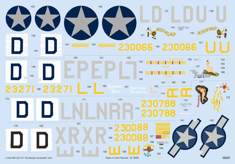 eduard-11183-4-The-Bloody-Hundreth-1943-B-17F-Bomber-100th-bomb-group-foundation-Nose-Art eduard-11183-4-The-Bloody-Hundreth-1943-B-17F-Bomber-100th-bomb-group-foundation-Nose-Art