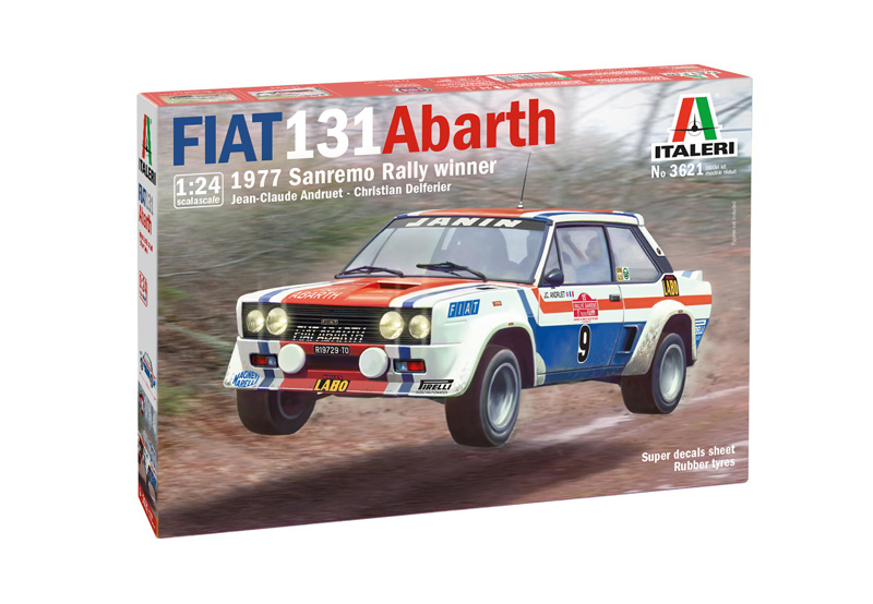 italeri-3621-1-Fiat-131-Mirafiori-Abarth-1977-Sanremo-Rally-winner-Andruet-Delferier