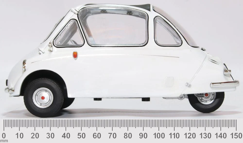 Oxford-18HE004-5-Heinkel-Kabine-Trojan-weiß-Modellauto-Maßstab-Lineal
