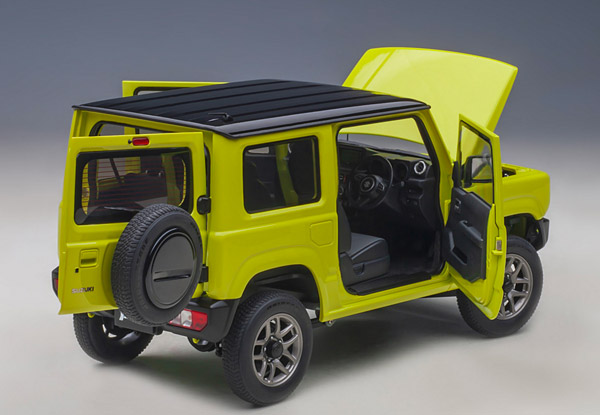 autoart-87501-6-Suzuki-Jimny-JB64-kinetic-yellow-black-roof-Kleiner-Offroader-Modellauto