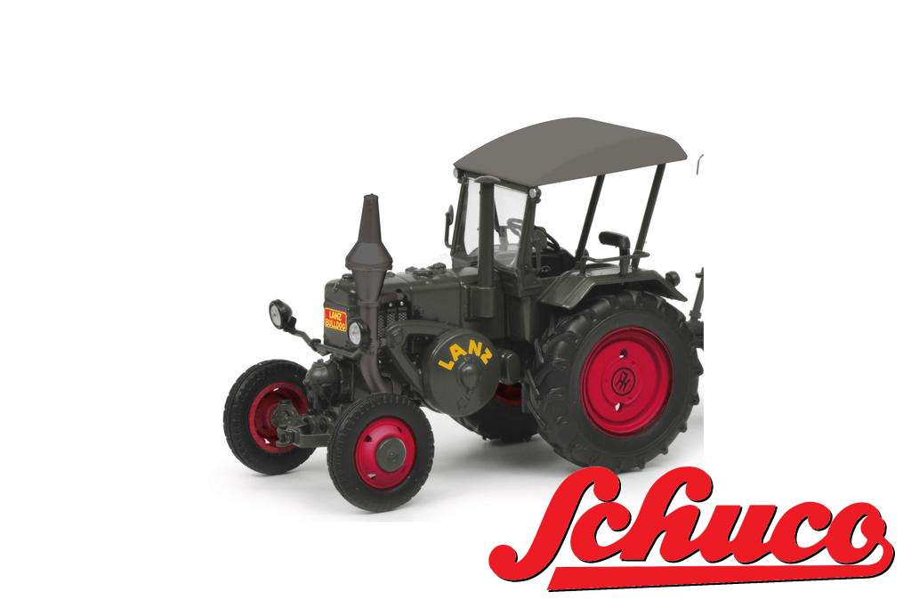 schuco-450788500-Lanz-Ackerluft-Bulldog-grau-mit-Dach