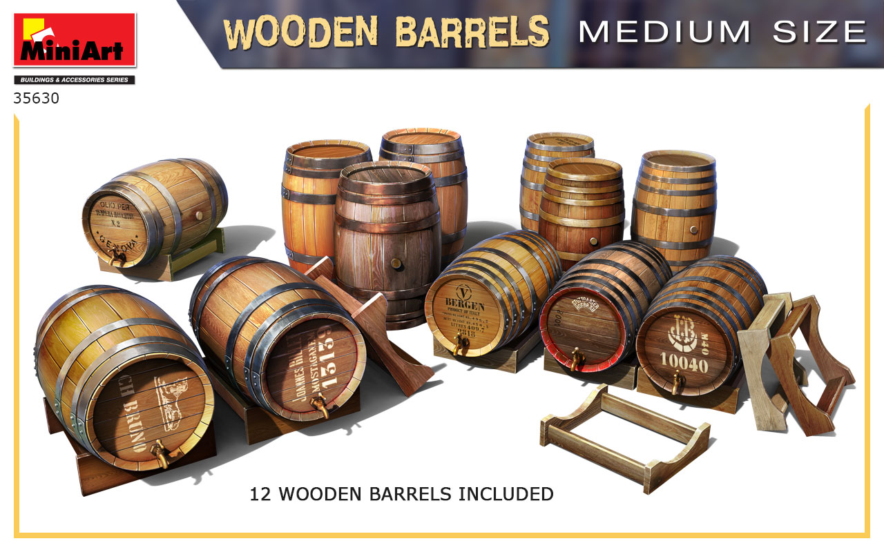miniart-35632-1-Wooden-Barrels-Holzfässer-für-Diorama
