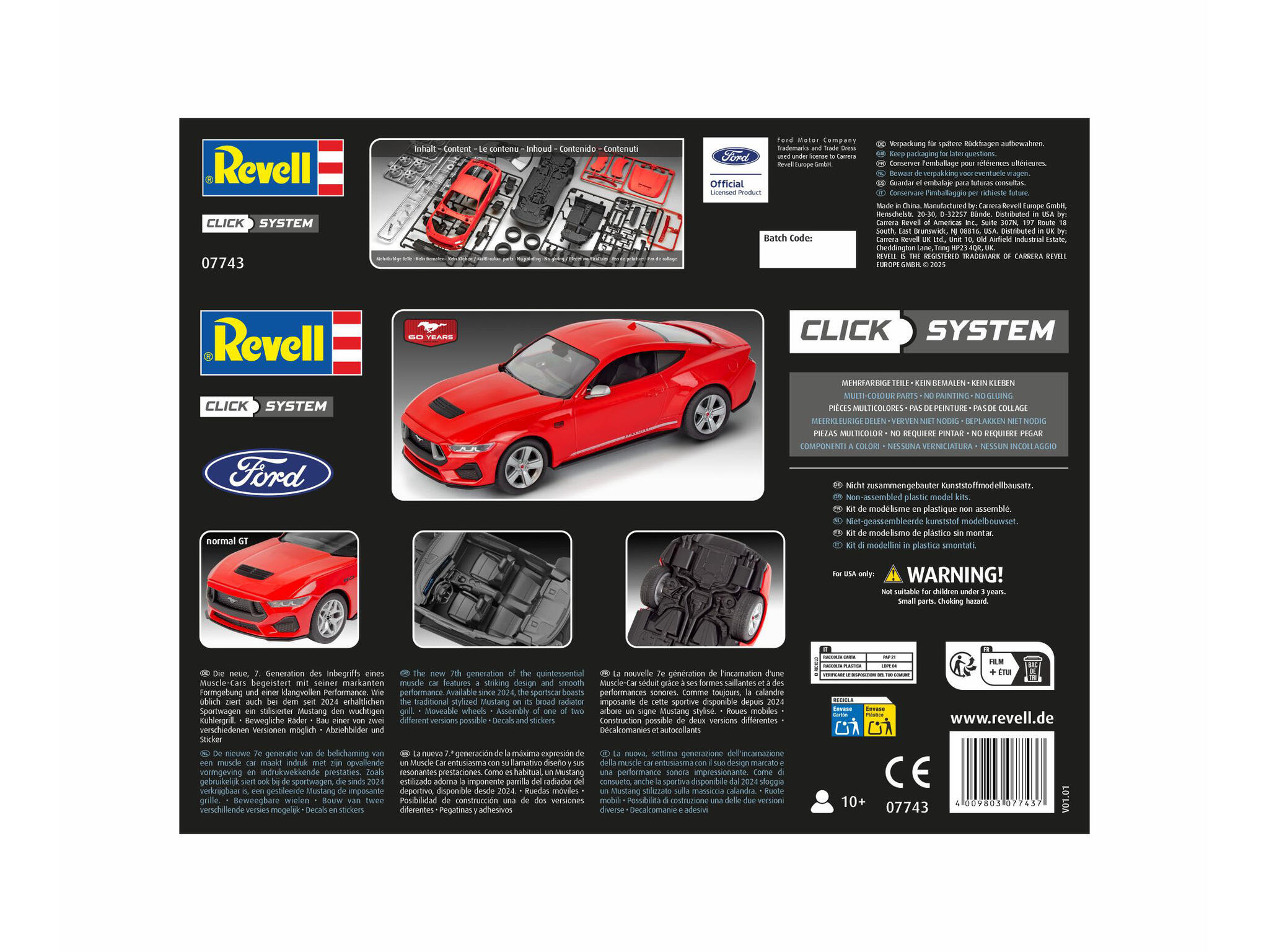 Revell-07743-4-2024-Ford-Mustang-GT-click-system-Steckbausatz-Detailumfang