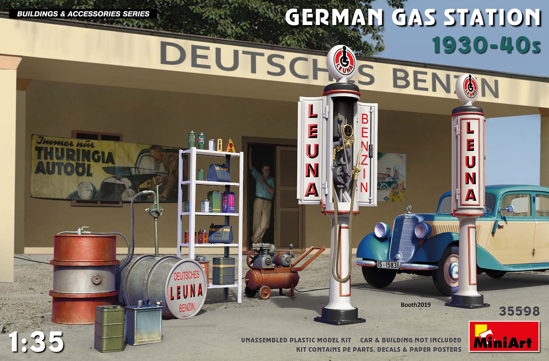 miniart-35598-1-German-Gas-Station-1930s-1940s-Deutsche-Tankstelle-1930er-Jahre-1940er-Jahre-Leuna-Benzin
