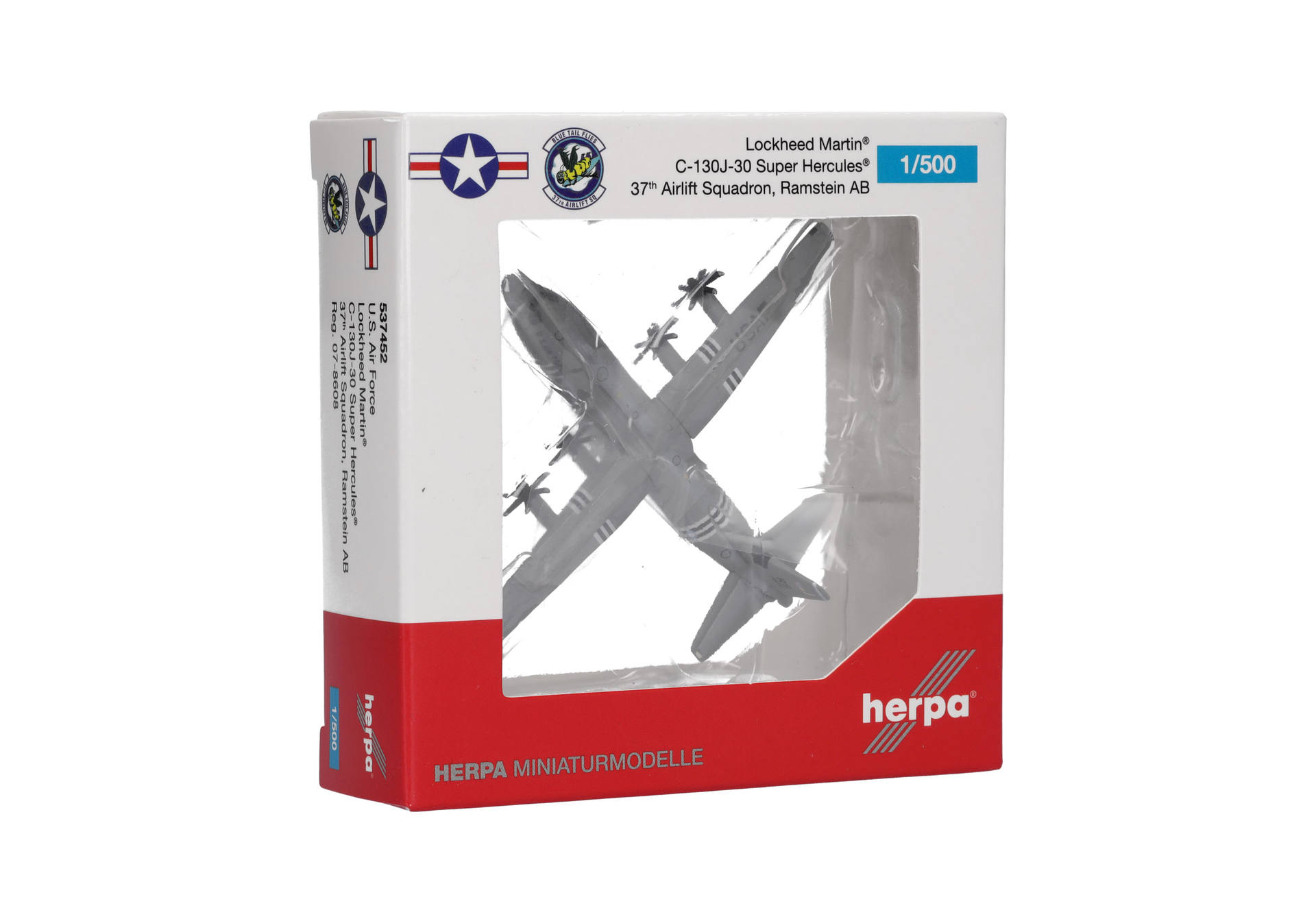 herpa-537452-4-US-Air-Force-Lockheed-Martin-C130J-30-Super-Hercules-37th-Airlift-Squadron-Ramstein-Airbase-Reg-07-8608