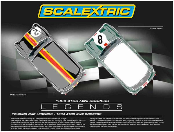 Scalextric Set Touring Car Legends 1964 ATCC Mini Coopers, #C3586A