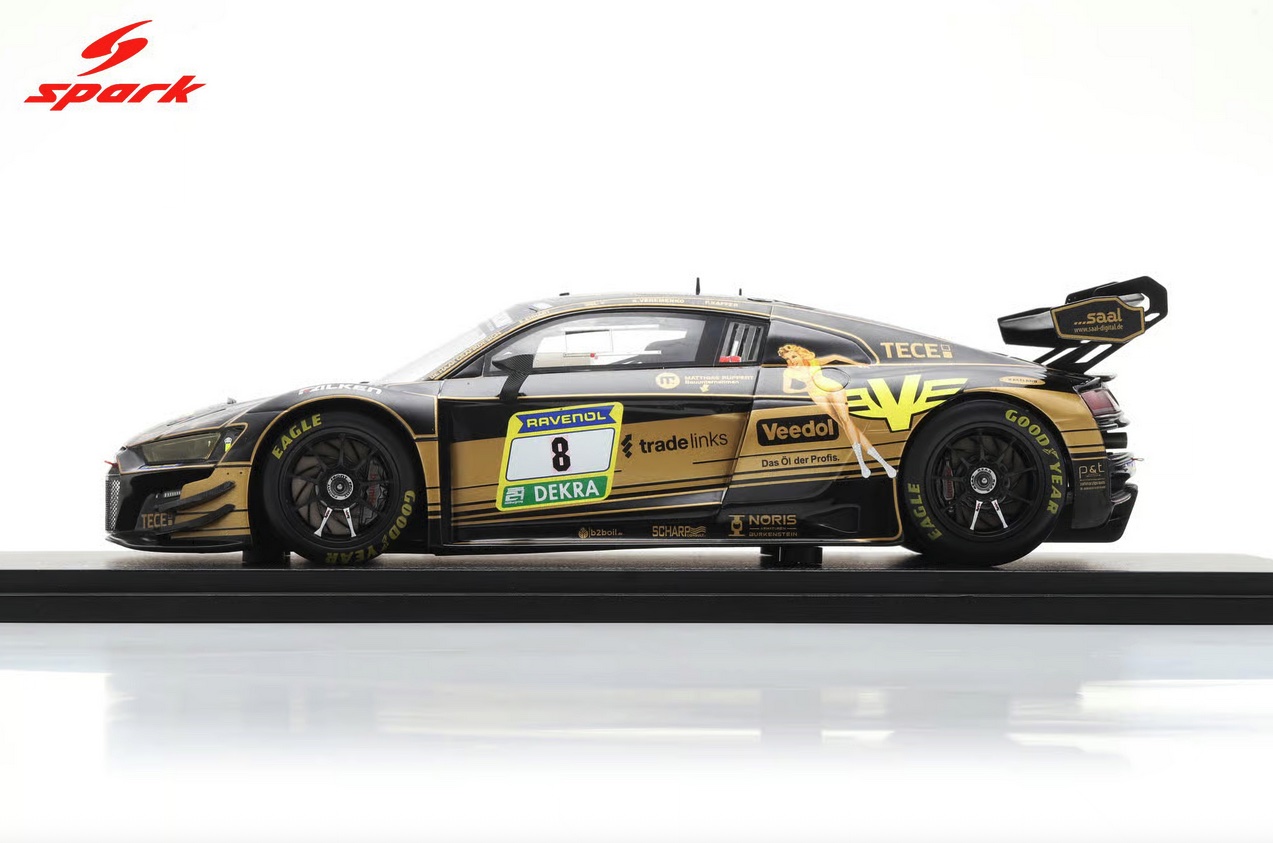 Spark-18SG069-3-Audi-R8-LMS-GT3-evo-II-JUTA-Racing-24h-Nürburgring-2025-Veremenko-SELV-Erhart-Kaffer-Modellauto-Miniatur-Sockel