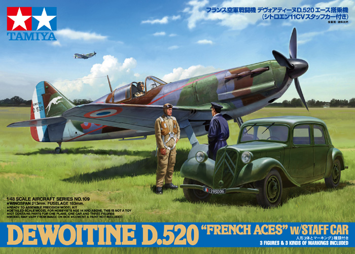 Tamiya Dewoitine D.520 "French Aces" w/staff car & figurines #61109