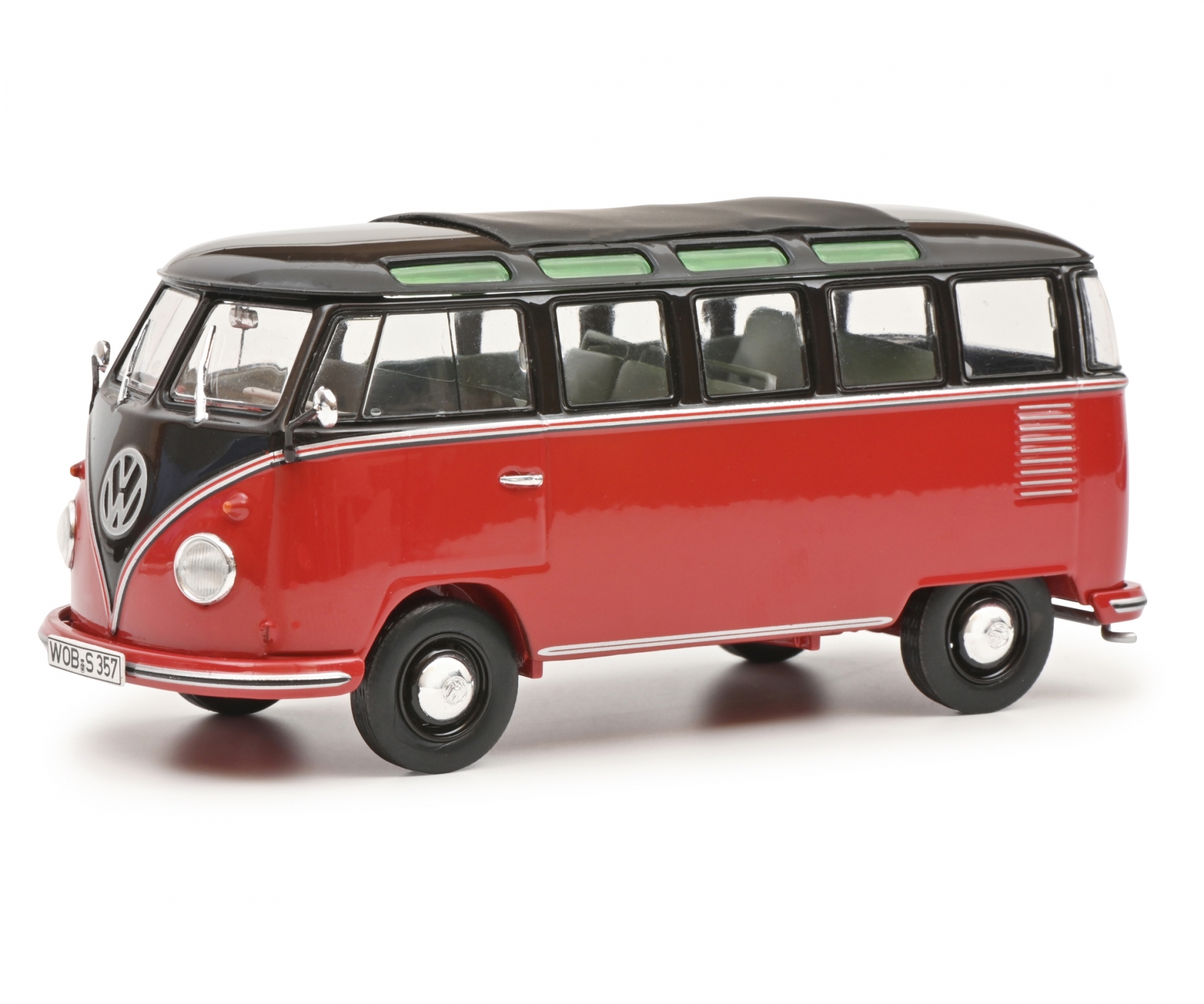 schuco-450785700-1-Volkswagen-VW-T1b-Samba-Fensterbus-schwarzbraun-dunkelrot-aircooled