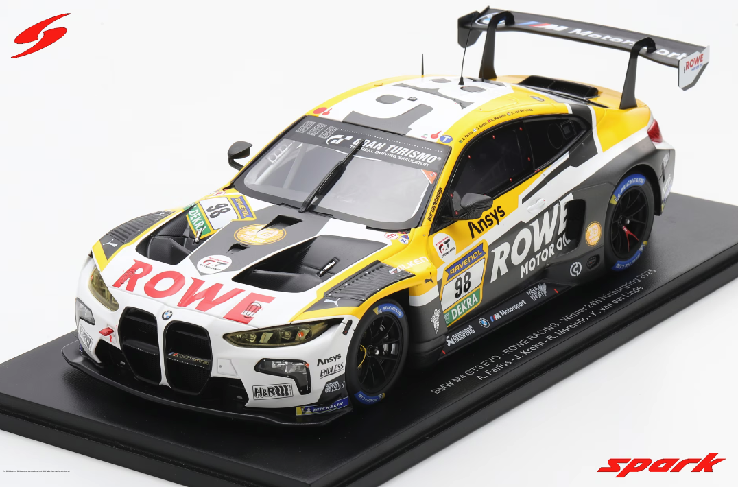 Spark-18NUR2025-ROWE-Racing-BMW-M4-GT3-EVO-Sieger-24h-Nürburgring-2025-Modellauto-Farfus-Krohn-Marciello-van-der-Linde