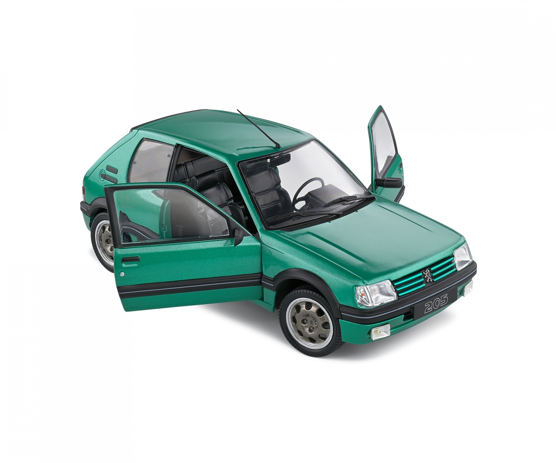 solido-S1801712-4-Peugeot-205-GTI-Griffe-Vert-Flouride-grün-metallic-Showroom