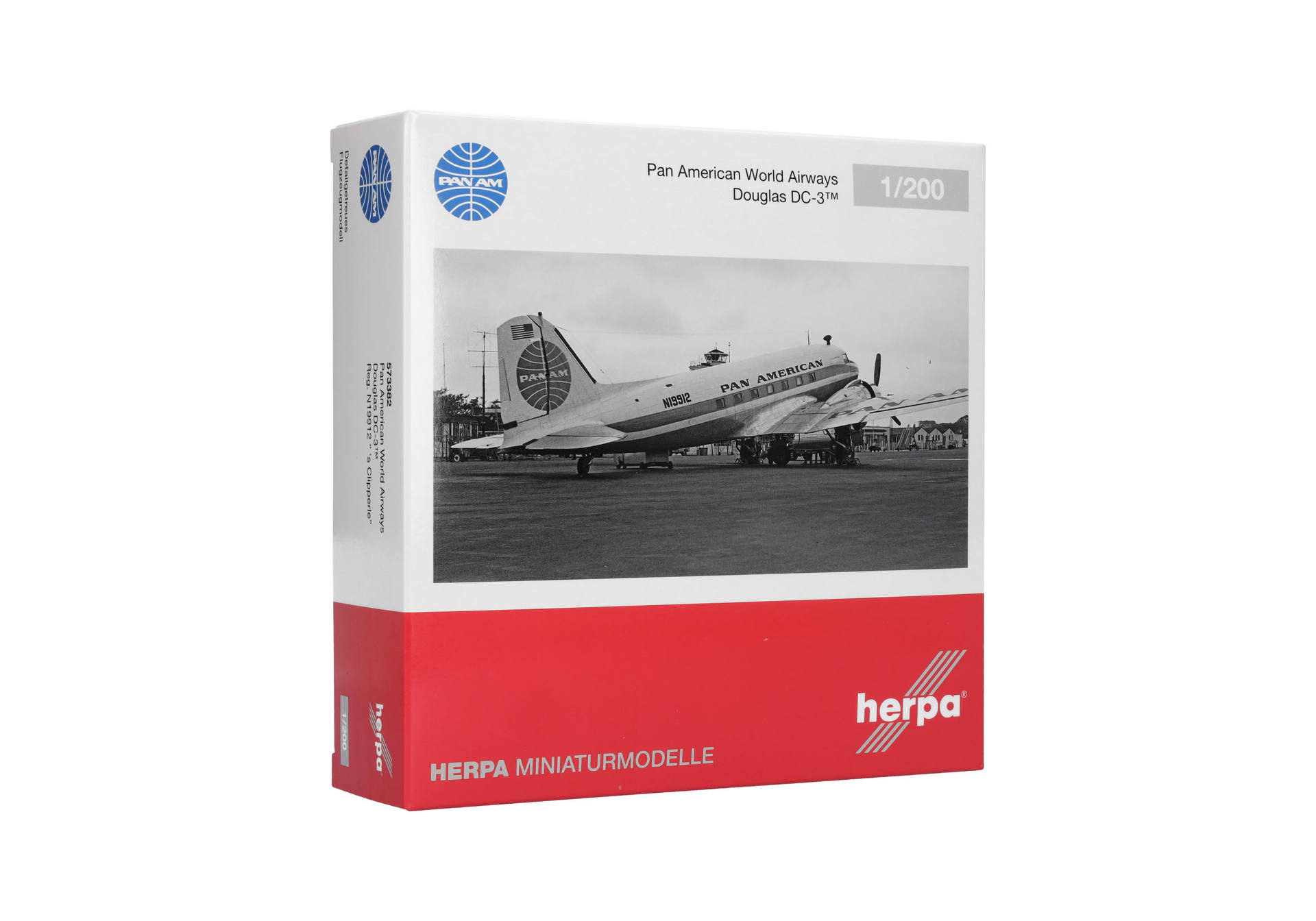herpa-573382-3-Pan-American-World-Airways-Douglas-DC-3-Reg-N19912-s-Clipperle-Foto-Kartonage