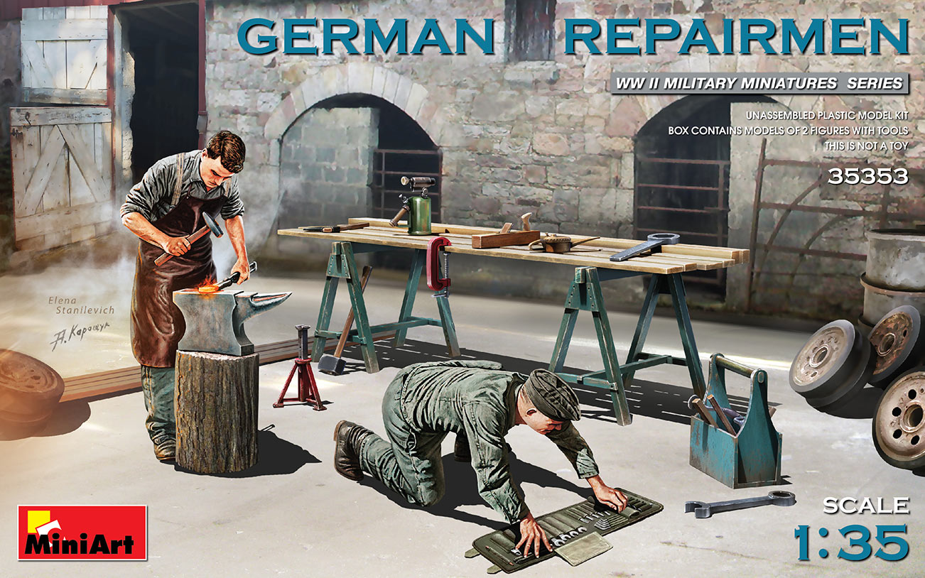 miniart-35353-1-German-repairmen-Deutsche-Mechaniker-Schlosser-Werkstatt-Schmiede