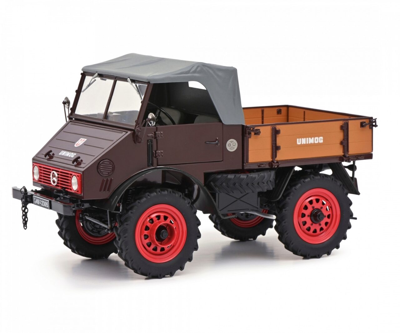 schuco-450017500-1-Mercedes-Benz-Unimog-U-401-mit-Softtop-weinrot