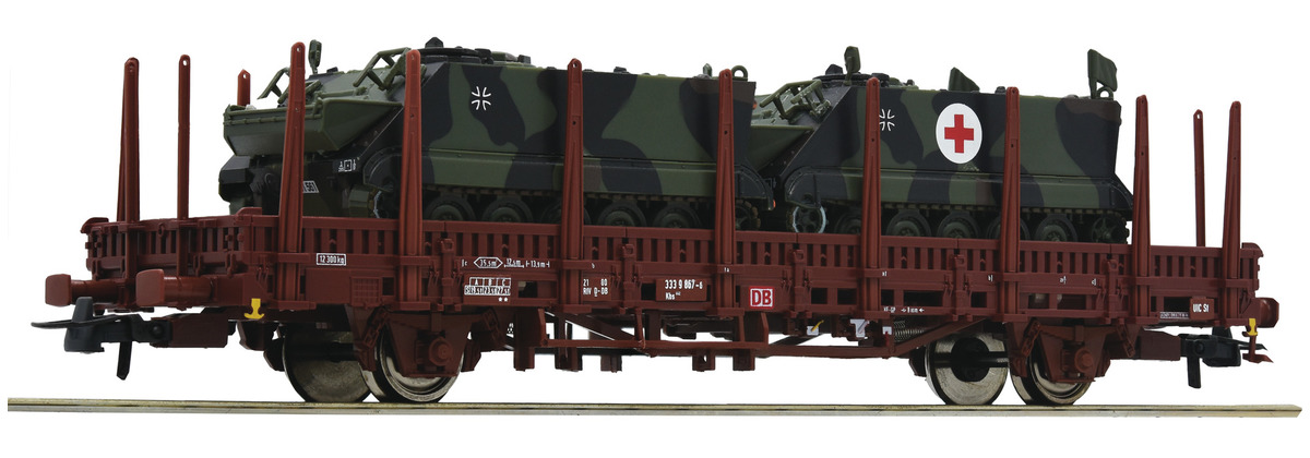 roco-76757-Minitanks.Rungenwagen-DB-AG-M113-Bundeswehr-Verladung-Panzer-Bahntransport