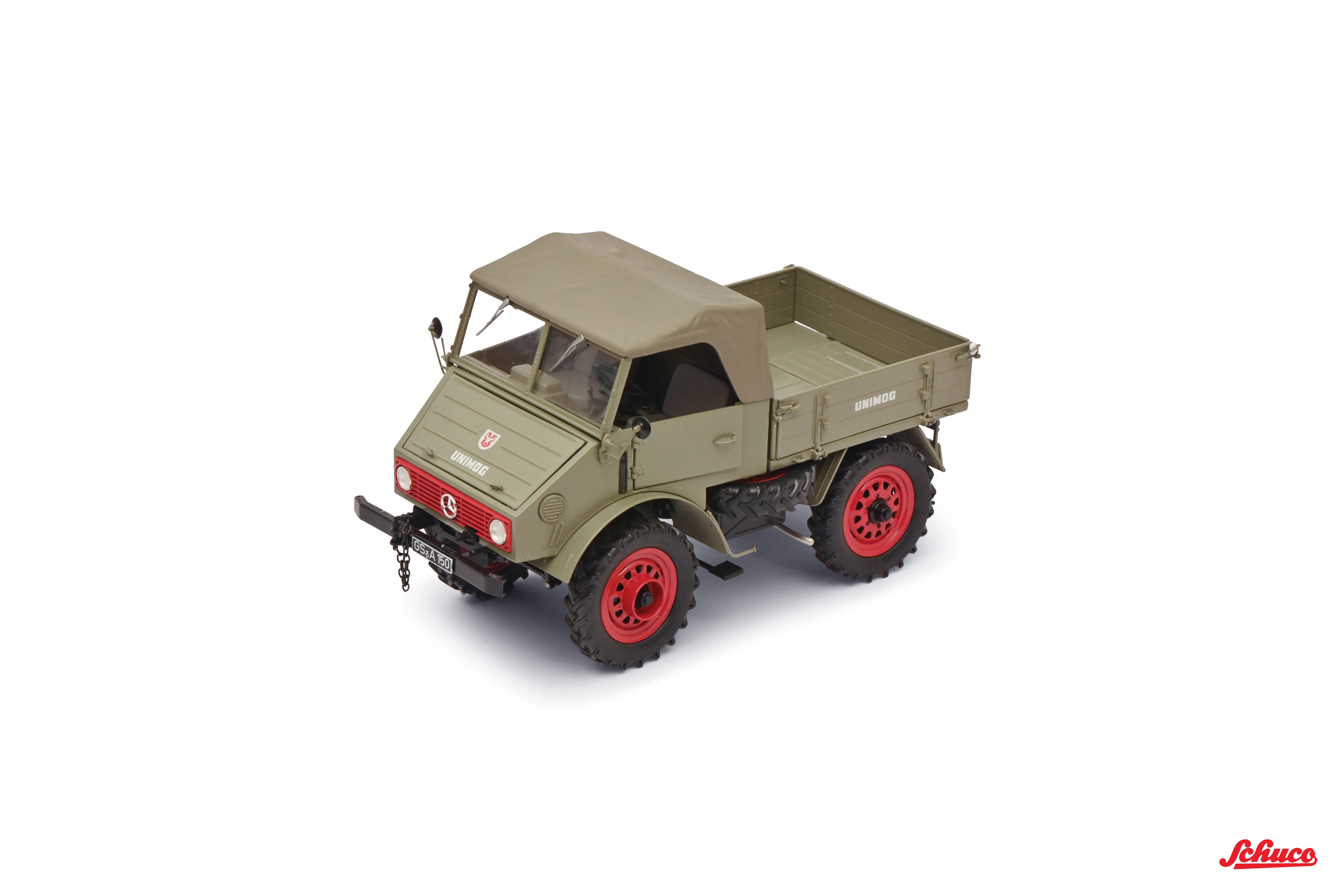 Schuco-450061500-Mercedes-Benz-Unimog-U401-Verdeck-Softtop-grau-Universalmotorgerät