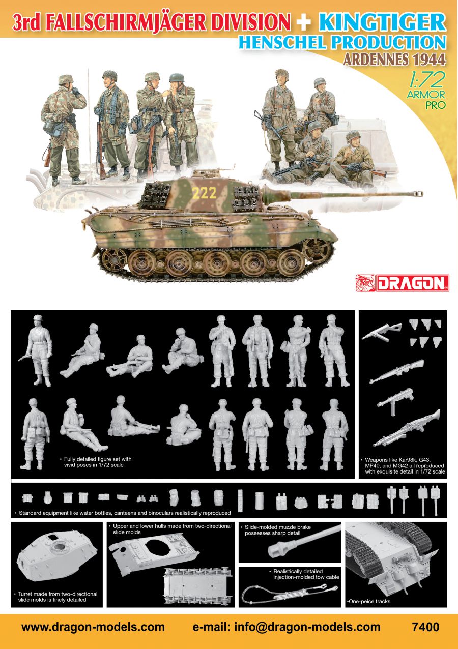 dragon-7400-3-Fallschirmjäger-Division-mit-Königstiger-Henschel-Produktion-Ardennen-1944 dragon-7400-3-Fallschirmjäger-Division-mit-Königstiger-Henschel-Produktion-Ardennen-1944