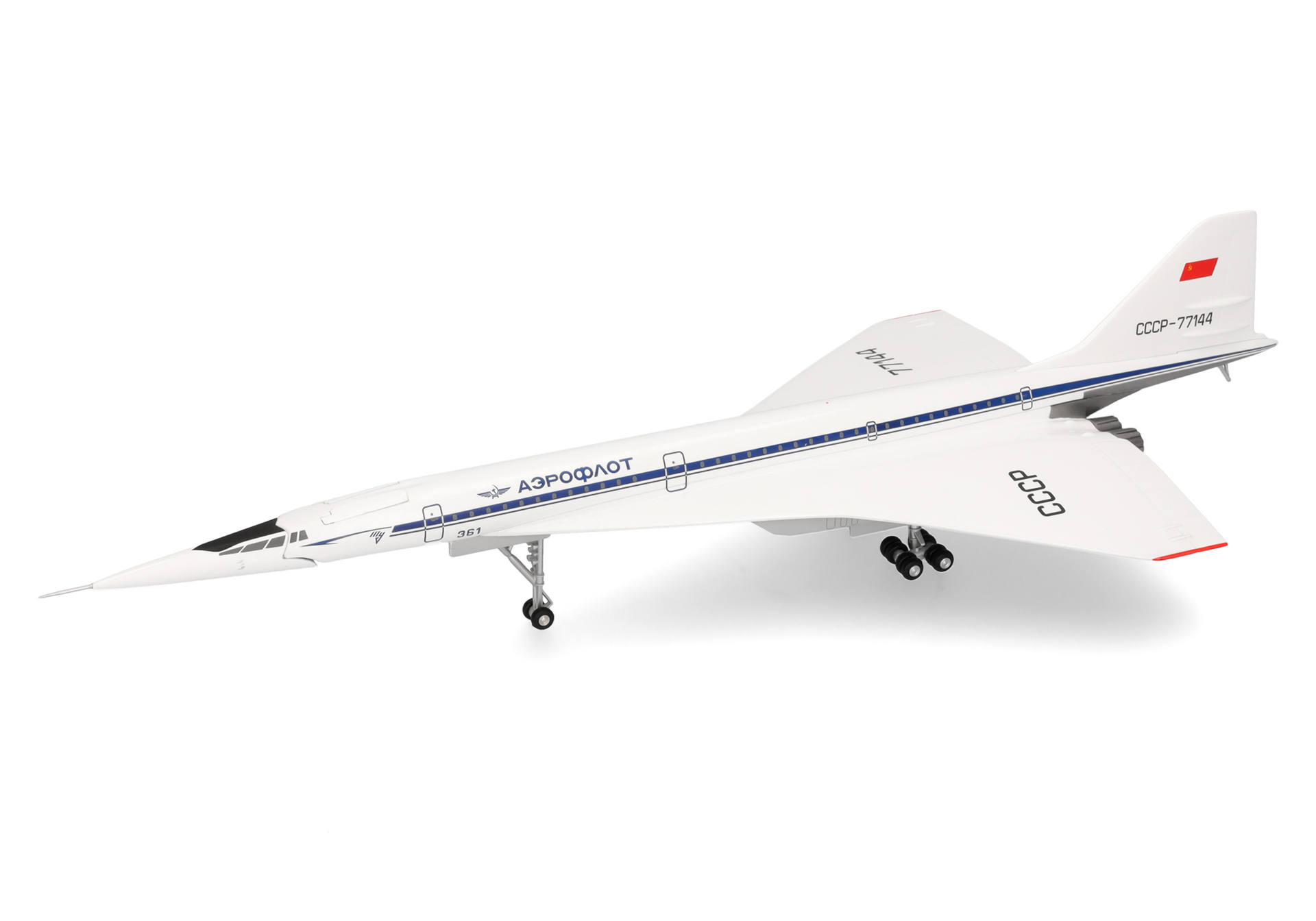 Herpa-573870-1-Tupolev-Design-Bureau-TU-144S-Le-Bourget-1975-CCCP-77144-front