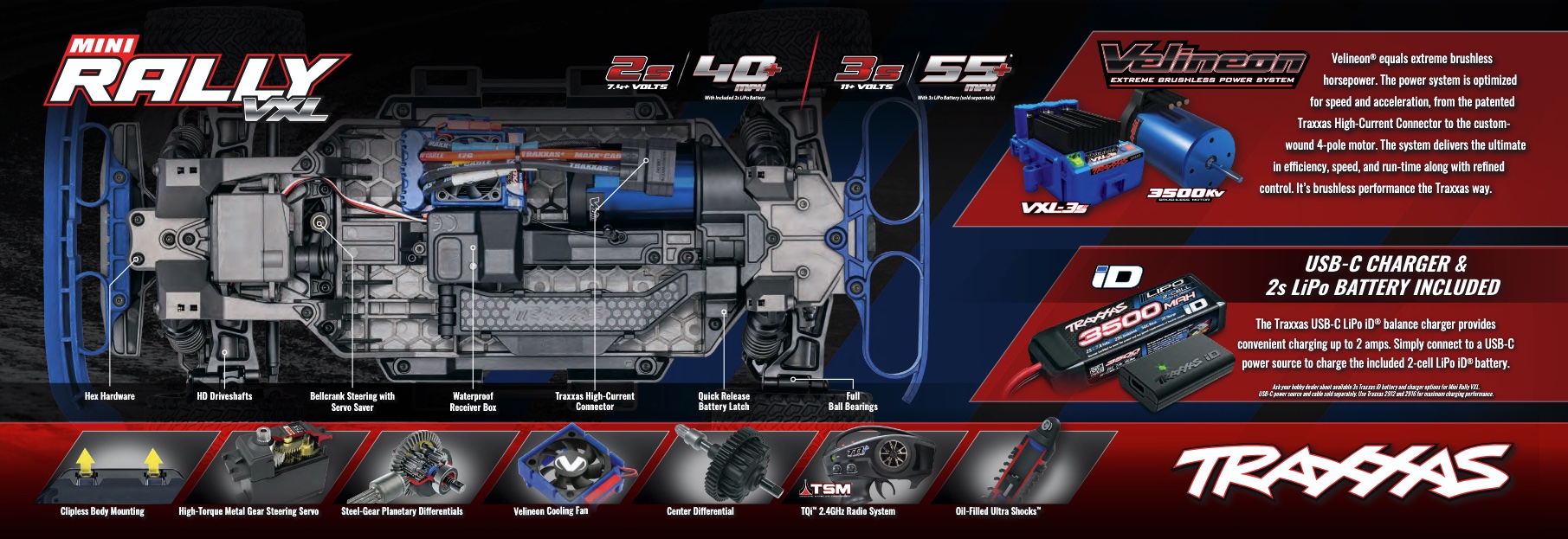 traxxas-1080461-8-Mini-Rally-VXL-Ford-RS200-Group-B-Brushless-RC-Auto