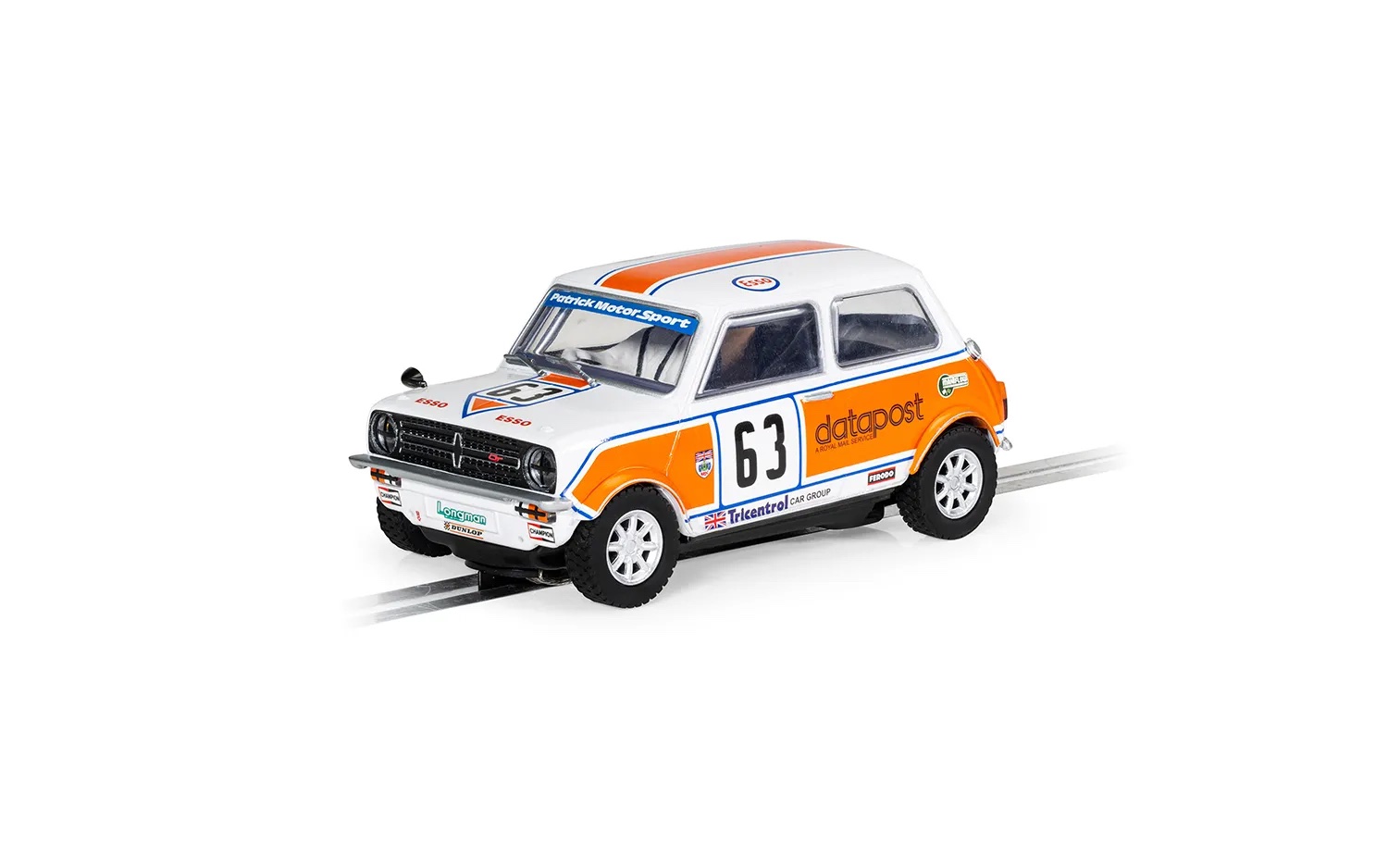 scalextric-C4413-1-Mini-1275-GT-datapost-Alan-Curnow-Richard-Longman-Maniflow-British-Saloon-Car