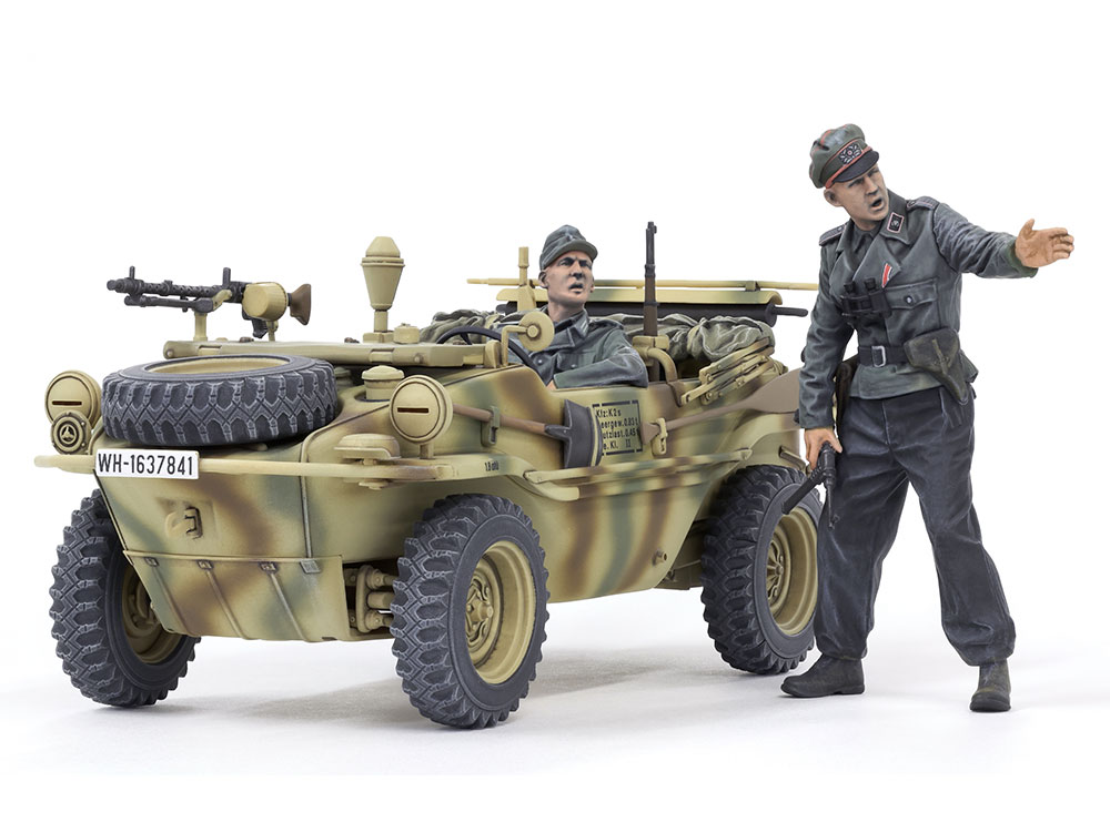 Tamiya-35393-3-Schwimmwagen-Type-166-wide-wheel-version-Tiefbettstahlfelgen-luftgekühlt-Soldaten