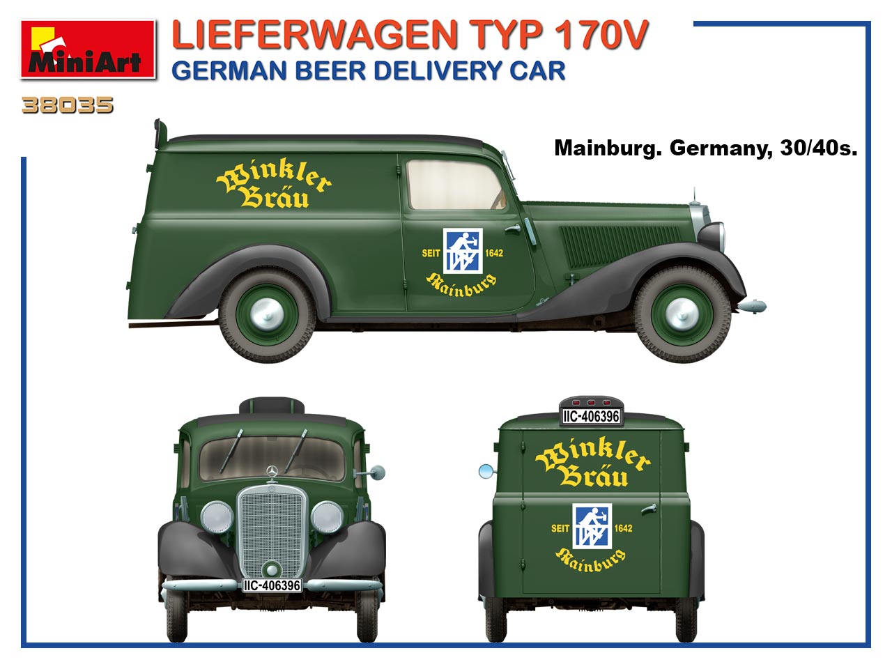miniart-38035-8-Mercedes-Lieferwagen-Typ-170V-Bierlaster-Lauterbacher-Zwickauer-Winkler-Bräu-Mainburg miniart-38035-8-Mercedes-Lieferwagen-Typ-170V-Bierlaster-Lauterbacher-Zwickauer-Winkler-Bräu-Mainburg