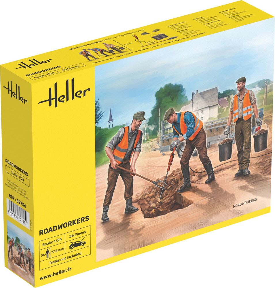 Heller-82754-1-Roadworkers-Straßenbau-Arbeiter-Figurenset-für-Dioramen-Bausatz