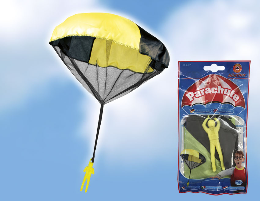 günther-flugspiele-1171-6-Parachute-Fallschirmspringer-Kinder-Werfspielzeug-Gartenspaß