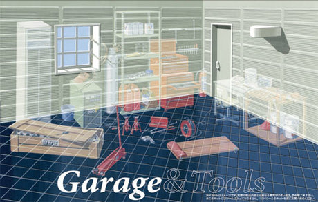 fujimi-115047-garage-tools-Garagendiorama-Grundbausatz-Platte