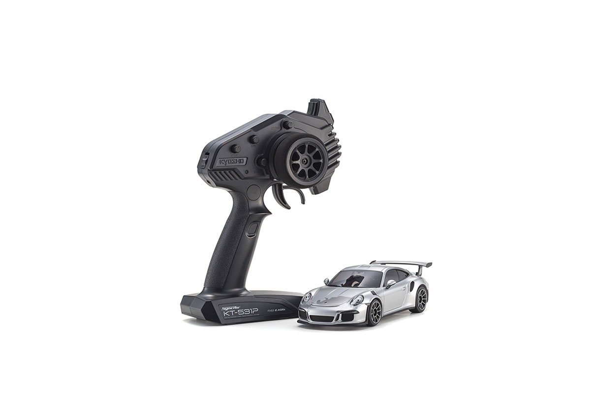 kyosho-32358S-1-Porsche-911-GT3-RS-GT-silbermetallic-Mini-Z-MR-04-RWD-Neu