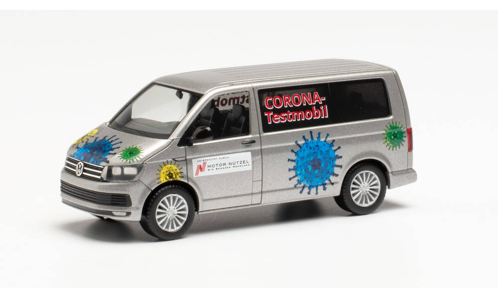 herpa-096133-VW-T6-Corona-Testmobil-Bayern-Hof-silber-metallic