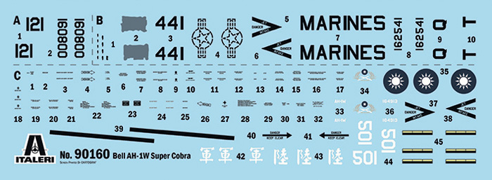 Italeri-90160-2-Bell-AH-1W-Super-Cobra-Modellbausatz-Decals