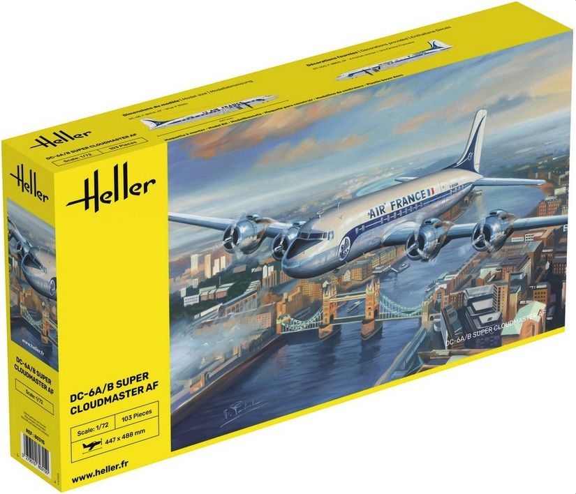 heller-80315-1-DC-6A-B-Super-Cloudmaster-AF-Propellermaschine-Airliner-4-motorig