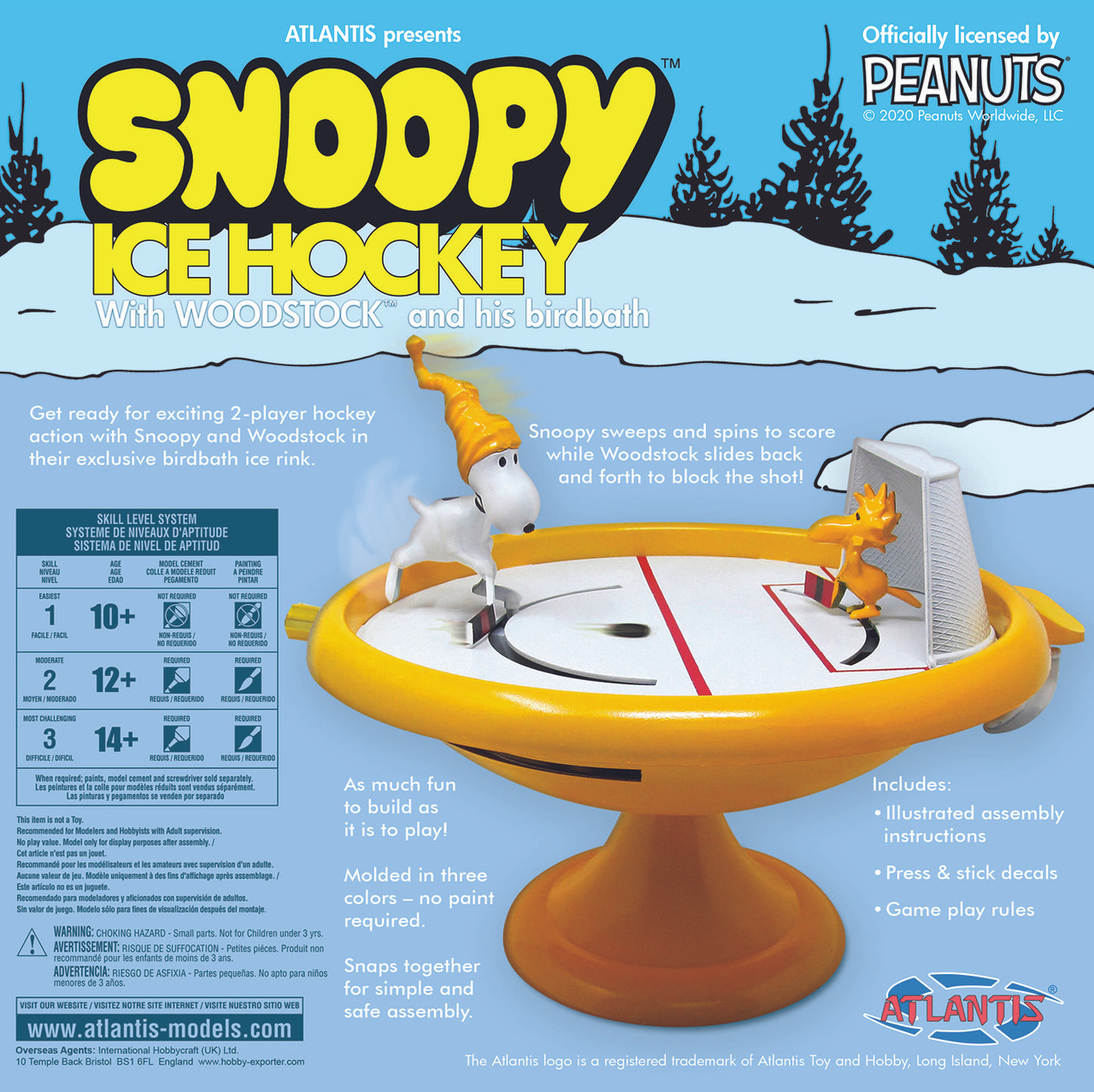 atlantis-models-74034-2-Snoopy-Ice-Hockey-with-Woodstock-and-his-birdbath-M5696-vintage-Spielzeug-Retro