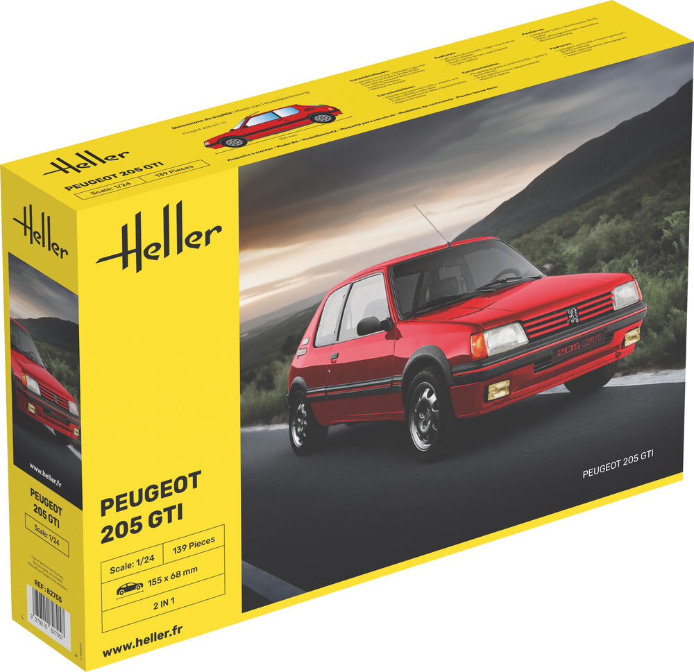 Heller-82705-1-Peugeot-205-GTI-1-9-kompakter-Sport-Franzose-Dorfjugend-Traum-Modellbausatz