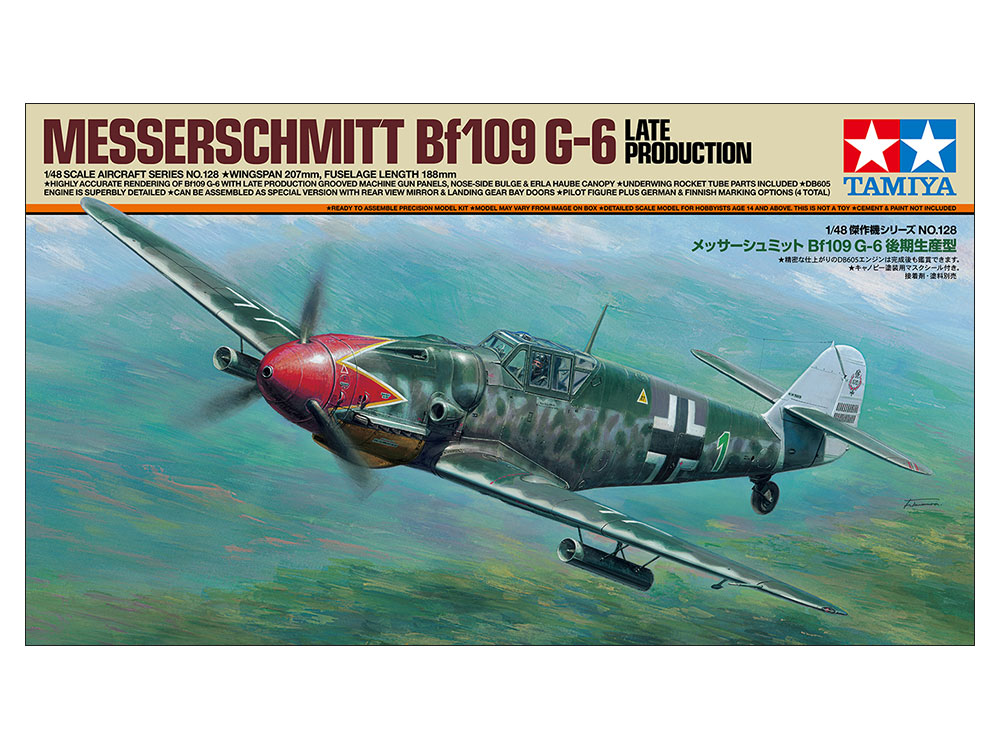 Tamiya-61128-2-Messerschmitt-Bf109-G-6-late-production-Plastikmodellbausatz-Kunstdruck