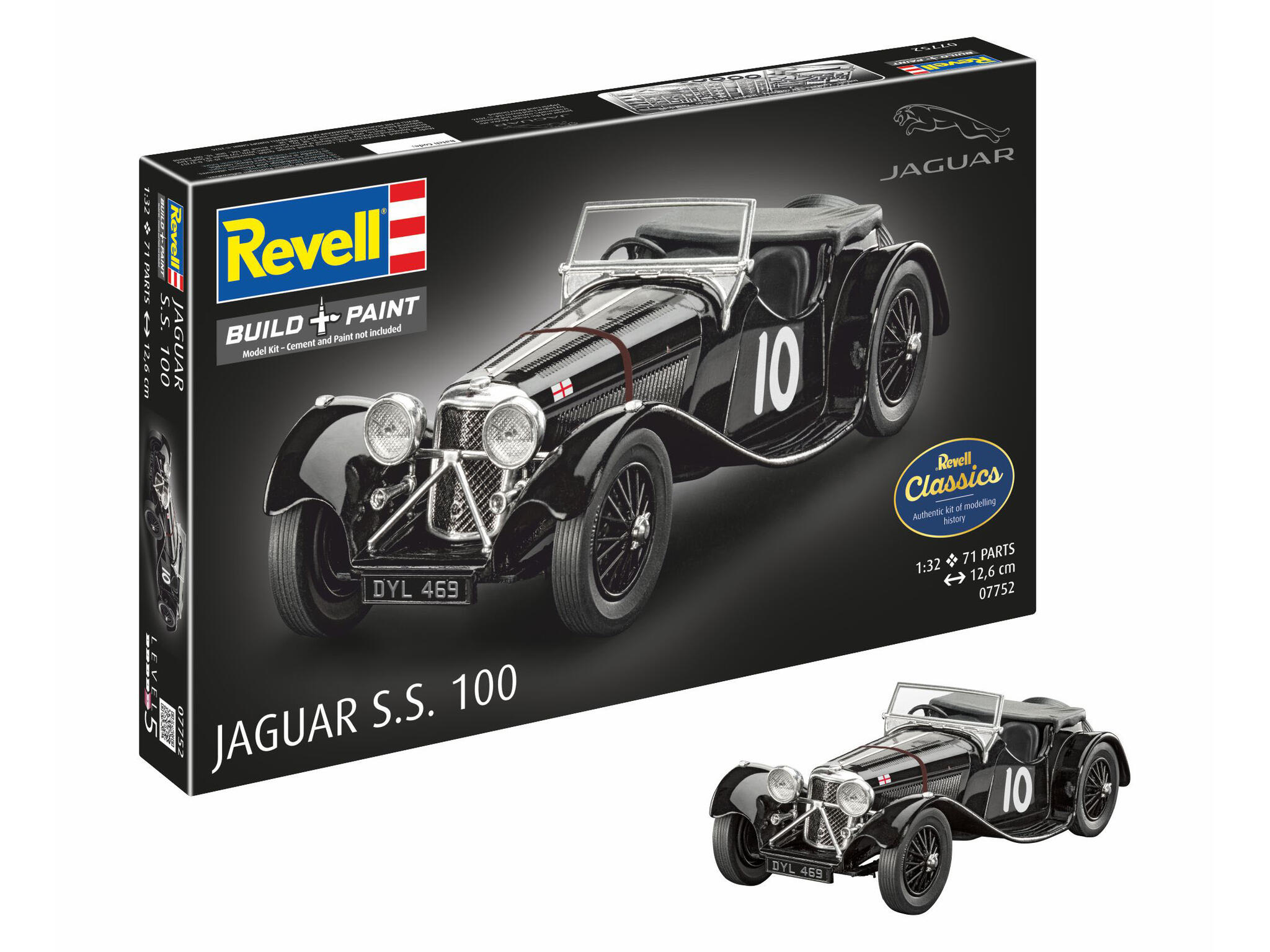 Revell-07752-Jaguar-SS100-Britischer-Sportwagen-Speichenräder