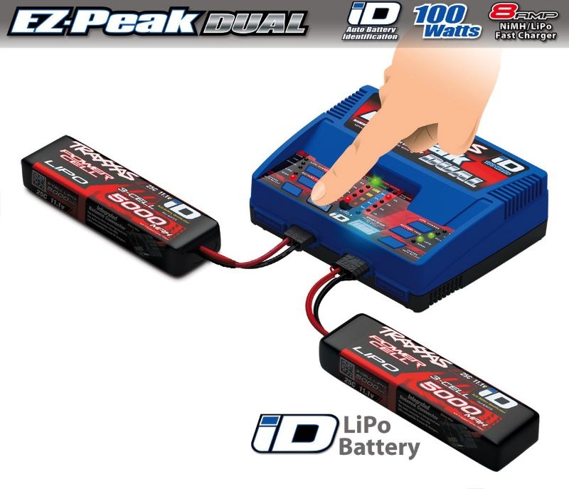 traxxas-2990GX-Battery-and-Charger-Completer-Pack-mit-zwei-Akkus-3S-5000-mAh