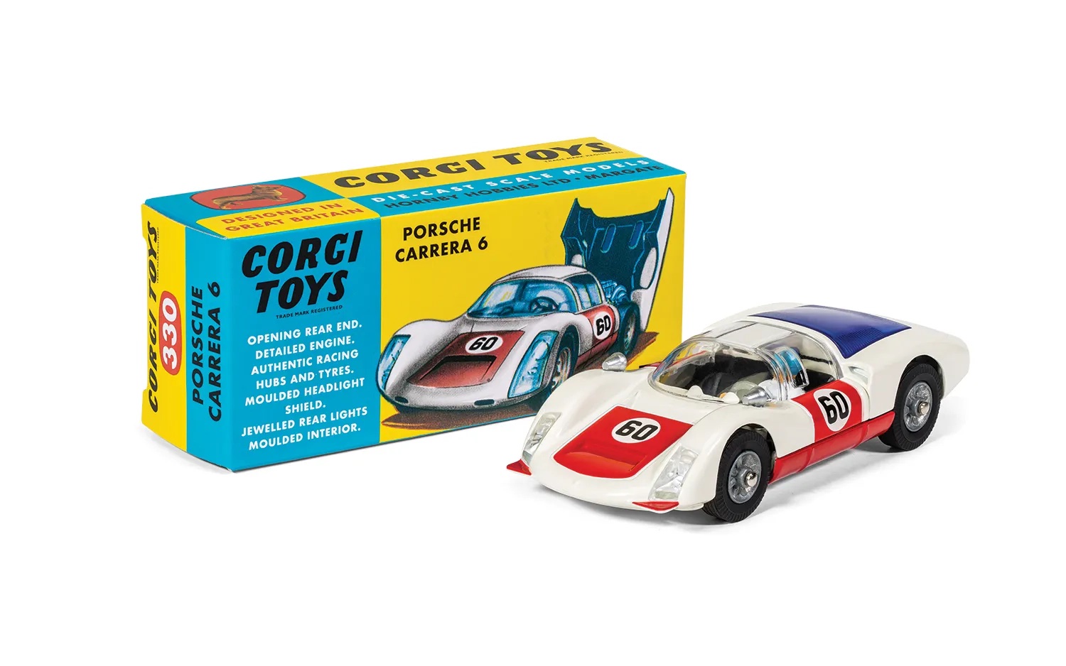 corgi-toys-RT33001-1-Porsche-Carrera-6-906-weiß-rot-Rennwagen-GFK-Gitterrohrrahmen-60er-Jahre